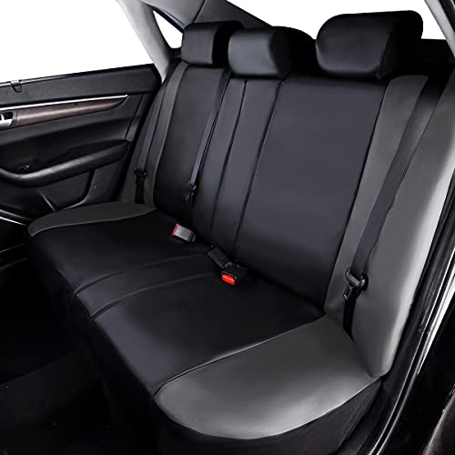 Flying Banner car seat Covers Protects Water Proof Faux Leather Carbon Fiber Front and Rear Bench (Gray Black, Full Set - 9PCS) - color: Gray Black, size: Full Set -- 9PCS