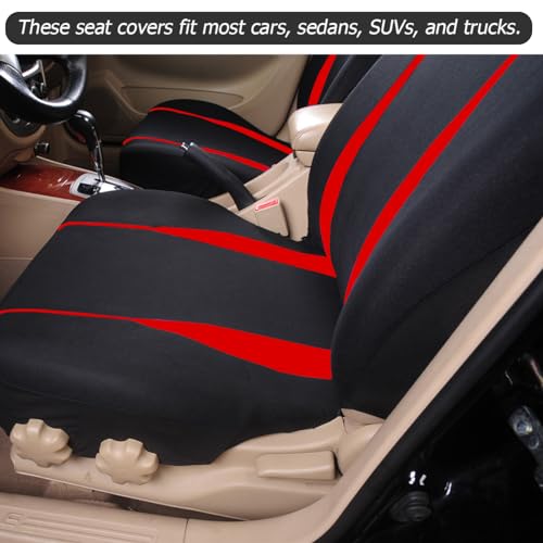BESULEN Car Seat Covers, Waterproof Durable Automotive Seat Cover for Women Men, 5 Seats Full Set Front and Back Rear Seat Protector with Backrest, Universal for SUV, Truck, RV and More(Red)