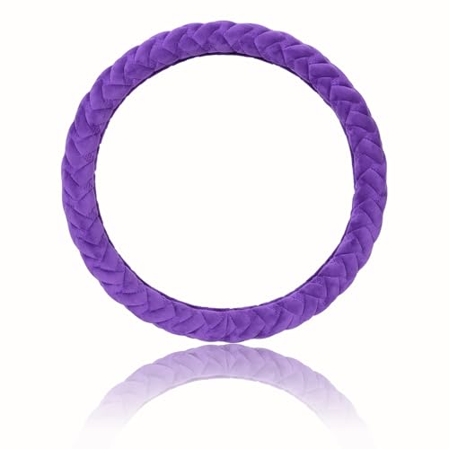 Flying Banner car Steering Wheel Cover Massage Velvet Warm Universal Size 15 inches SUV Truck Anti Slip Odorless Summer Winter (Purple, Velvet Massage) - color: Purple