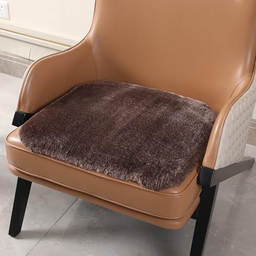 Faux Fur Car Seat Cushion 20 Inch, 18mm Medium Pile Seat Pad with Non-Slip TPE Backing for Cars, SUVs, Trucks, Office Chairs, Brown - color: Brown