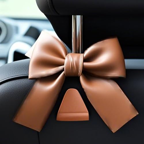 2-Pack Car Purse Hooks for Hanging Purses and Bags, Cute Bow car seat headrest Hooks for Hanging car Purse Hooks. (Brown) - color: Brown