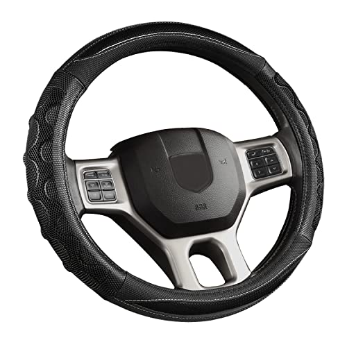 GIANT PANDA Steering Wheel Cover for Dodge Ram 1500 - Car Steering Wheel Covers for Dodge Ram 2500 3500 15.5-16 inch - Black - color: B-Black