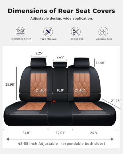 Huidasource Seat Covers Full Set, Universal Fit for Most Cars SUV Trucks, Full Coverage Leather Seat Cover, Airbag, Cupholder Compatible, Seat Function Retain, Easy Install with Velcro, Black & Brown - color: FS: Black&Brown, size: Full Set