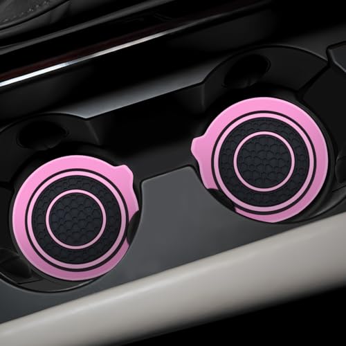 Mandark Car Cup Holder Coaster, 2.75 Inch Non-Slip Vehicle Cup Holder Insert Mats, Dustproof Automotive Interior Console Cup Insulated Pads Accessories, Universal for SUV, Sedan, Truck (Pink) - color: Pink