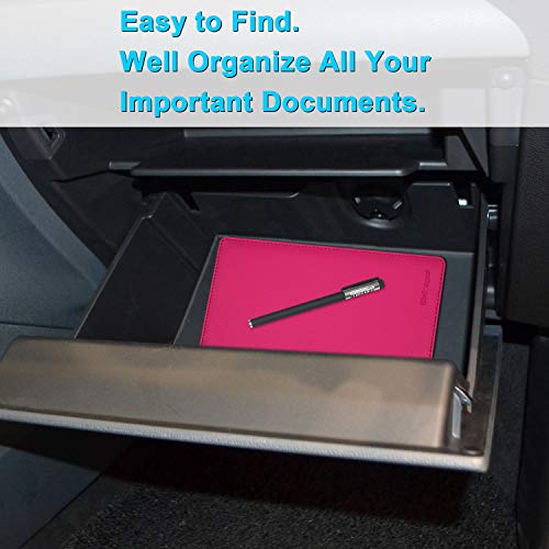 Wisdompro Car Document Holder Organiser, PU Leather Vehicle Insurance and Registration Holders Wallet Case for ID Card, Driving Licence, Key Contact Information Cards - color: Light Hot Pink