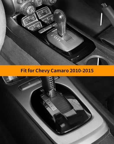 Hoolcar 2PCS Center Console Gear Shift Panel Cover Trim Kit Interior Accessories for Chevy Camaro 2010-2015, Black - color: Black