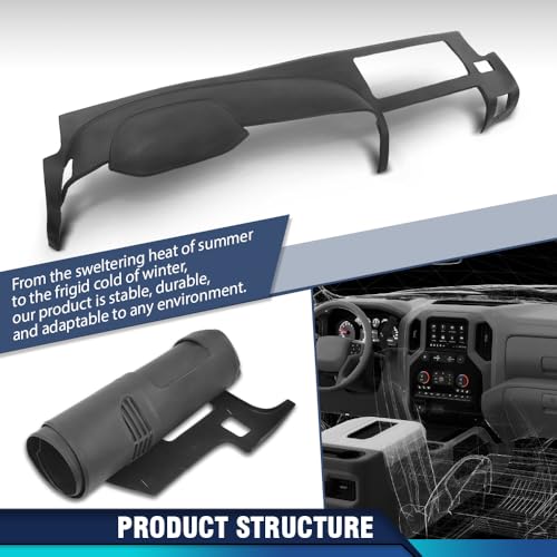 PIT66 TPE Dash Cover Dashboard Panel, Dual Glovebox Style Only Fit Chevy Silverado/GMC Sierra 2007 2008 2009 2010 2011 2012 2013 Dashes Bezel Black - size: 2007-2013 Silverado/Sierra(Black)