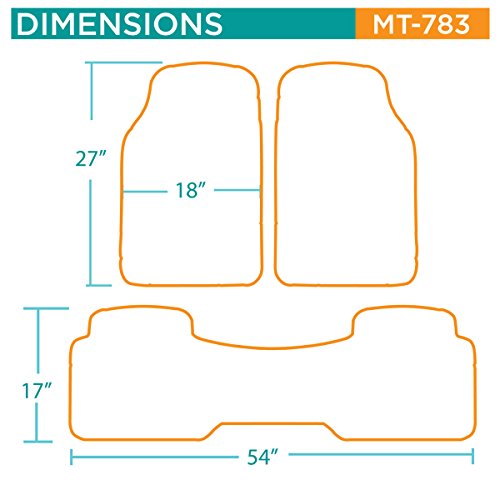 BDK MT783PLUS ProLiner Original Heavy-Duty Front & Rear Rubber Floor Mats, Gray, 3 Piece (Pack of 1) - color: Gray