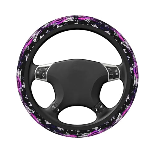 Purple Butterfly Steering Wheel Cover - Purple Butterfly Steering Wheel Protector Neoprene 15inch Car Accessories 2 Pcs Car Coasters for Women Men - color: Purple Butterfly 2