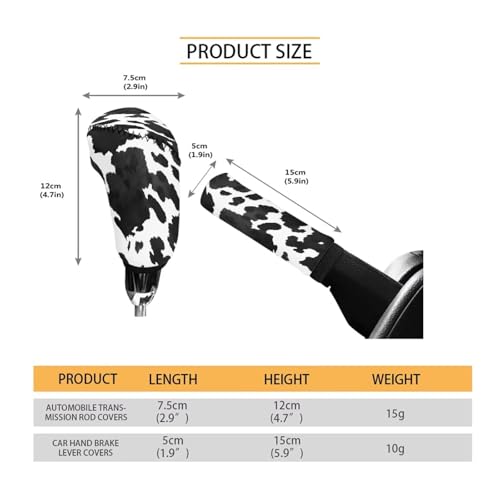 Cow Print Car Handbrake Cover Gear Shift Knob Cover Set, Automotive Shift Protector Cover Interior Accessiores Universal Fit Most Vehicle SUV Truck - color: Cow Print