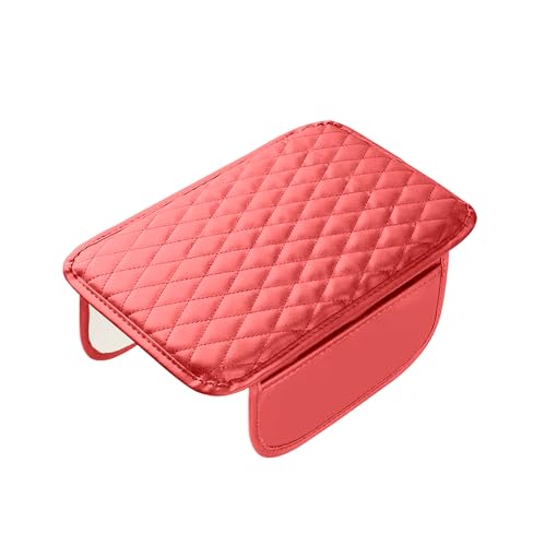 Upgraded Car Middle Center Console Cover with 2 Storage, Universal Microfiber Leather Car Armrest Cover Cushion Universal Vehicle Middle Console Cover, Most Vehicle, SUV, Truck. (Red)