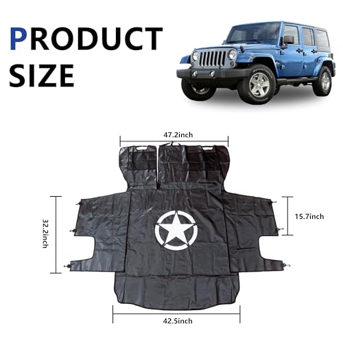 Dog Cargo Liner for Jeep, Pet Cargo Trunk Liner Mat Cover for 2007-2025 2026 Jeep Wrangler Accessories JK JL Unlimited 4 Door, Waterproof Oxford, Star