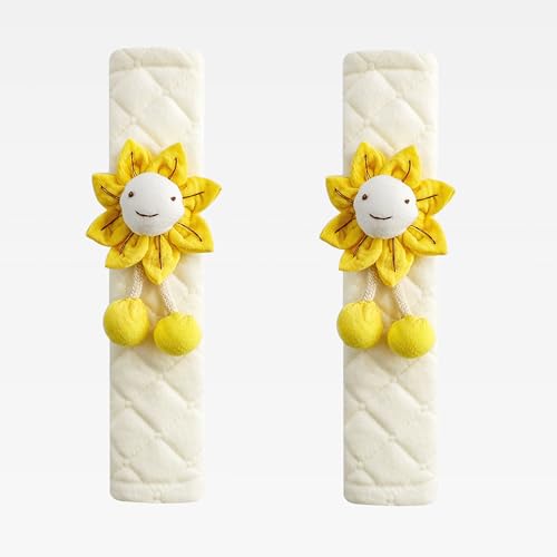 2-Pack Soft Seat Belt Covers Universal Car Shoulder Pad Cushions for Comfortable Driving & Bag Strap Protection Off-White Yellow Sunflower - color: Yellow Sunflower