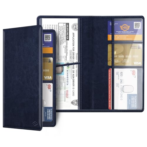 FINPAC Car Registration and Insurance Card Holder, Vehicle Glove Box Card Organizer Wallet Automobile Accessories for License - color: Navy