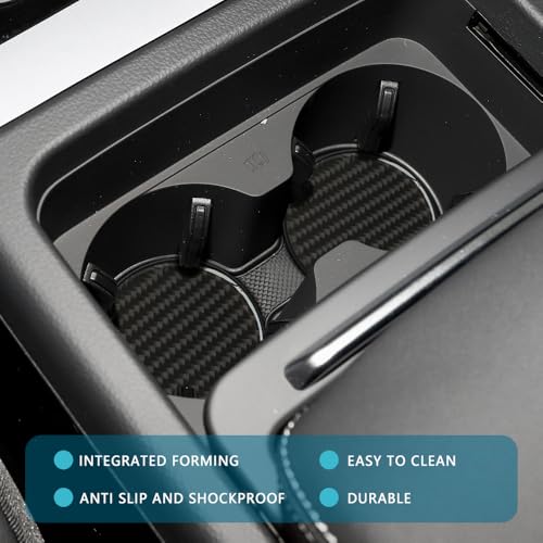 2PCS Car Cup Holder Coaster, Car Cup Insert Coaster, Carbon Fiber Non-Slip Vehicle Insert Bottle Pad, Auto Accessories 2.75 Inch Anti Slip Shockproof Embedded Drink Mat for Most Vehicles