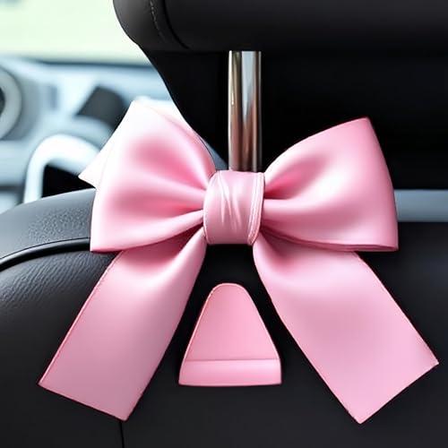 2-Pack Car Purse Hooks for Hanging Purses and Bags, Cute Bow car seat headrest Hooks for Hanging car Purse Hooks. (Barbie Pink) - color: Barbie pink