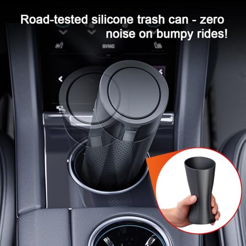 Car Trash Can with Lid, 2 Packs Leakproof Vehicle Garbage Bin, Compact Cup Holder Design, Includes 40 Trash Bags, Ideal for Car, Truck, Home, Office, Front & Back Seat Organizers (2-pack Black) - color: 2-pack Black