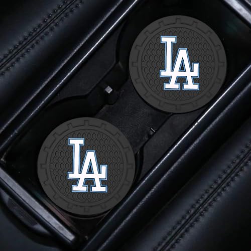 Baseball Fans Car Cup Holder Coasters for LA Dodgers Fans, 2 Pack Dodgers Silicone Non-Slip Cup Mats, 2.75" Car Cup Holder Inserts for Auto Interior - color: Dda166oqi