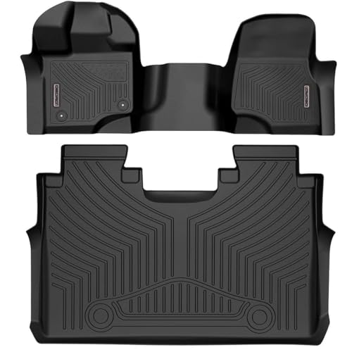 OEDRO Floor Mats Fit for Ford F-150 SuperCrew Cab 2026-2015 with 1st Row Bench Seats, TPE All-Weather F-150 Floor Liners Includes 1st and 2nd Row, Black - style: 15-26 F150 Crewcab Bench Seat