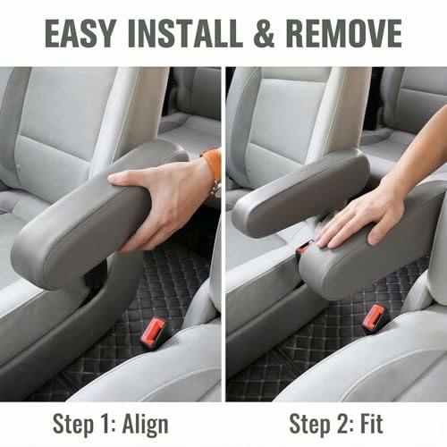 JDDRY Car Front Seat Armrest Covers Vinyl Leather,Car Armrest Protectors,Auto Arm Rest Cover Replacement,Universal for MPV/SUV/Truck(Gray,2PC) - color: Grey-2PC