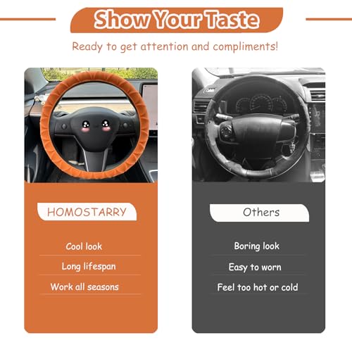 Silicone Steering Wheel Covers Orange 12.6-15 inch Non-Slip Car Steering Wheel Cover for Women Men Well Grip Universal Fit for Most Cars, SUV, Pick-up Trucks