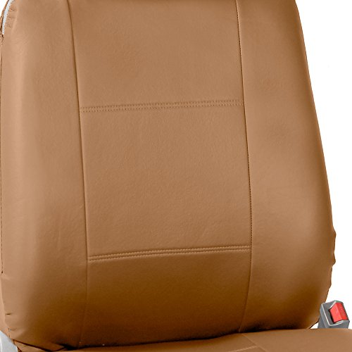 FH Group Front Set Faux Leather Car Seat Covers for Low Back Seat with Removable Headrest, Universal Fit, Airbag Compatible Seat Cover for SUV, Van, Tan - color: Tan