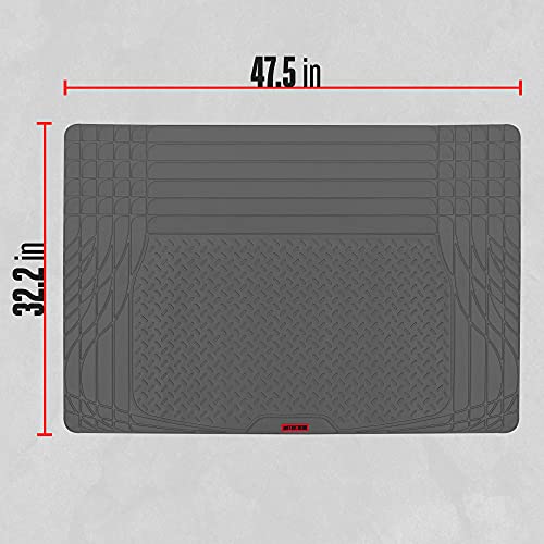 Motor Trend FlexTough Gray SUV Cargo Liner & Car Trunk Mat - Universal Trim-to-Fit All Weather Cargo Mats for Back of SUV - SUV Trunk Mat & Trunk Liner Floor Mat Cargo Cover - Trunk Cover - color: Gray