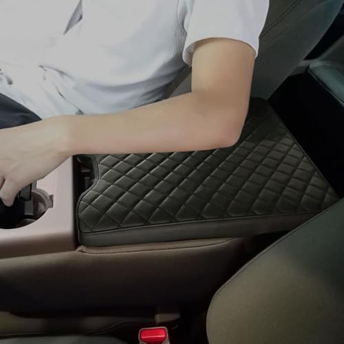 Zxiaochun Center Console Cover for Ford F150 2015-2026/F250 F350 F450 2017-2026 Leather Arm Rest Box Lid Middle Console Cover Armrest Box Protective Cover Accessories(40/20/40 Jump Seat Console Only) - color: Black
