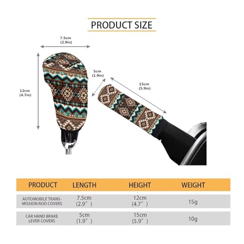 Bulopur Car Shifter Gear Hand Brake Trim Cover Set for Most Cars Van SUV Sedan Truck Auto Accessories - color: Aztec Navajo Ethnic