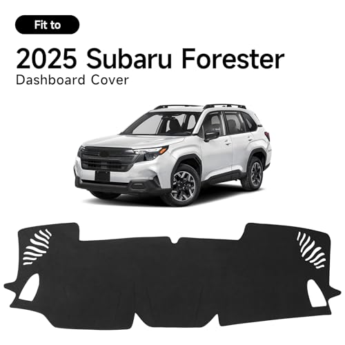 Dashboard Cover Mat for Subaru 2025 2026 Forester Accessories Black Flannel Material Anti-Slip Dash Cover Mat Sunshade Glare UV Rays Protector - size: for Subaru 2025-2026 Forester