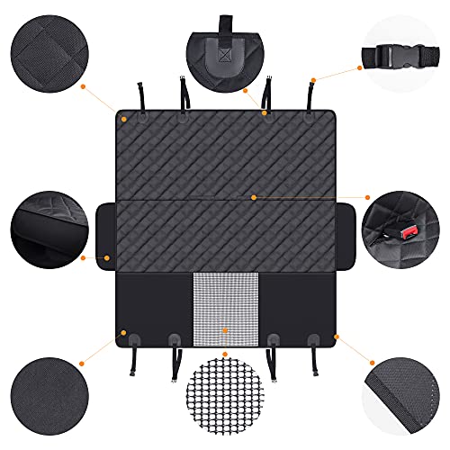 GXT Dog Back Seat Cover Protector for Cars SUV and Trucks with Mesh Window, Scratchproof Nonslip and Waterproof Material(Black) - color: black, style: Seat Cover Only