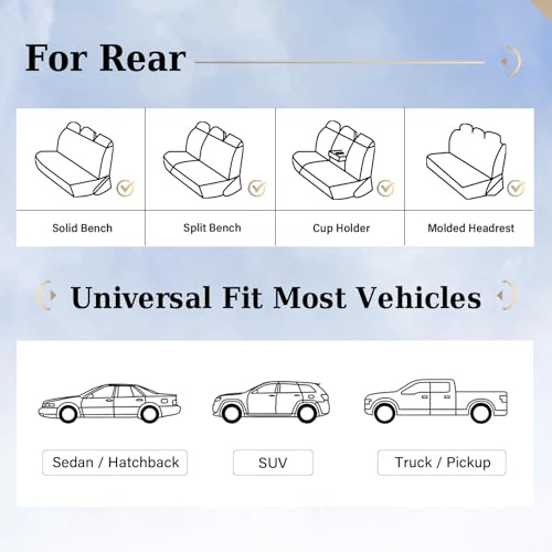 Coverado Automotive Seat Covers,Back Car Seat Cover,Rear Seat Cover,3-Pieces Luxury Car Seat Cushion,Beige Seat Cover Seat Protector Universal - color: Beige