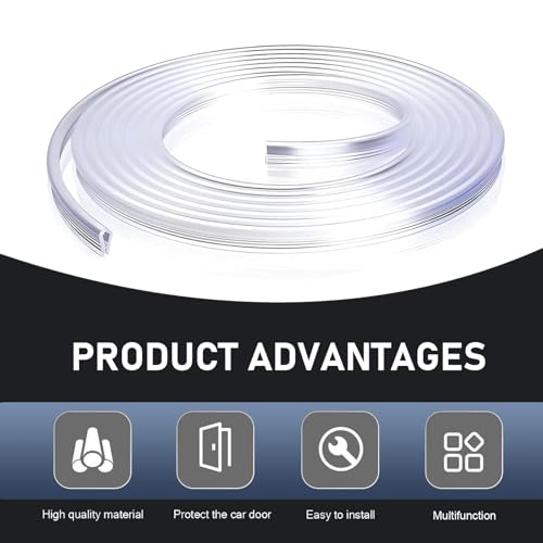Car Door Edge Guards, 16.4 Ft U-Shaped Anti-Collision Protection Strips for Car Windows Hood Trunk, PVC Flexible Cuttable Sealing Decorative Strips, for Most Cars Furniture Bags (Transparent)
