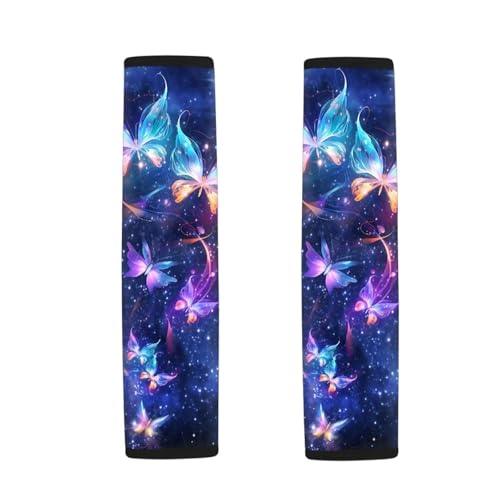 Dreaweet Galaxy Butterfly Seatbelt Covers for Women Soft Comfortable Car Seat Belt Cover Pad 2 Pcs Neoprene Seatbelt Cushion Universal Car Seat Shoulder Pads for Seat Belts - color: Galaxy Butterfly