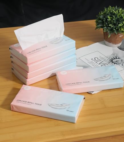 Car Tissue Refills 300 Sheets Facial Tissues Refills for Car Visor Tissue Holder, Travel Tissue Tubes Box Container Perfect Fit for Car Cup Holder - size: 1 Count (Pack of 6)