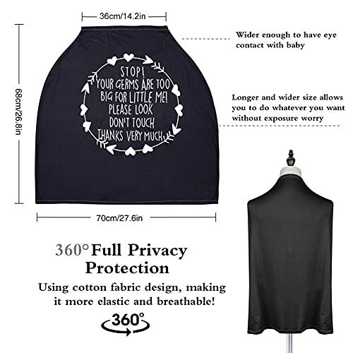 Metplus Car Seat Cover Baby, No Touch Sign Carseat Canopy, Nursing Breastfeeding Covers, Stretchy Universal Fit, Multi-Use for Stroller/Shopping Cart/High Chair, Gender Neutral Shower Gift - color: Black