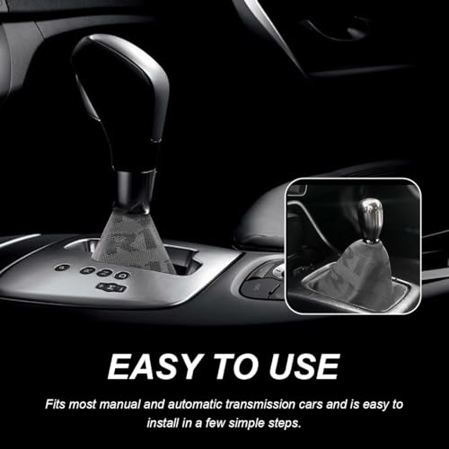 Car Shift Boot Cover, Fabric Shifter Lever Knob Boot Dustproof Cover with Stitch, Manual Automatic Speed Shifter Boots Gear Gaiter for Most Vehicles, Car Accessories (Gray) - color: Gray