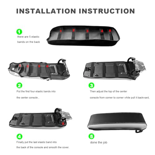 DEYTOP Center Console Cover for Chevy Equinox 2010-2017 Accessories Armrest Cover for GMC Terrain 2010-2017 Accessories Armrest Pad (Black with Black Stitches)