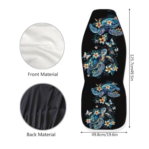 Car Seat Cover Set of 2 Car Seat Covers,Breathable Soft Bucket Seats High Back Seats Protector Cushion Universal Fit Most Vehicle Interior Set(Blue Sea Turtle with Fresh Flowers 51) - color: Blue Sea Turtle with Fresh Flowers 51