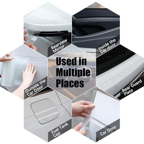 Car Door Edge Trim,Universal Door Sill Protector,Transparent Carbon Fiber Front/Rear Bumper Guard,Automotive Scratch Cover Strip Sticker(1.97" x33FT,White Carbon Fiber) - color: White Carbon Fiber-1.97"x33ft