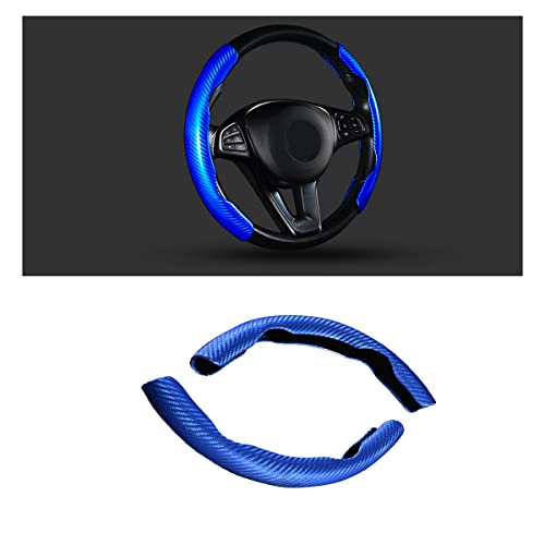 Steering Wheel Cover, 2PCS Segmented Steering Wheel Protector, Carbon Fiber Anti-Slip and Durable Car Accessory, Universal Fit for Most Cars,SUVs (Carbon Fiber Blue) - color: Carbon Fiber Blue