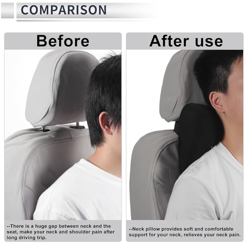 Car Headrest Pillow Ergonomic Comfortable Neck Support Pillow Milk Silk Fabric and Memory Foam Bandage Adjustable Width Black and Red Set of 1 - color: Black Red