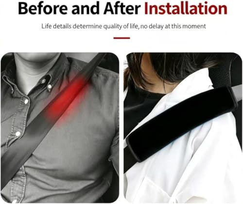 2 Pack Seat Belt Shoulder Pads - Universal Soft Car Seatbelt Covers for Comfort & Protection, Adjustable Strap(for Men & Women) (Lovely, Red)