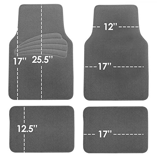 FH Group Car Floor Mats - Carpet Floor Mats for Cars, Universal Fit Automotive Floor Mats, All Purpose Car Floor Mats, Carpet Protector Mat for Most Sedan, SUV, Truck Floor Mats Gray