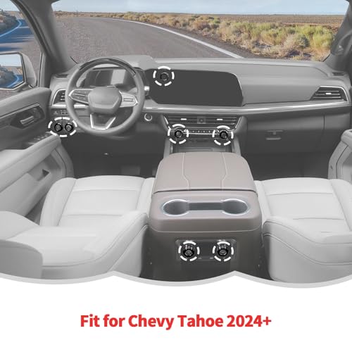 RT-TCZ Center Console Switch Knob Button Cover AC Radio Switch Knob Cover Trim Interior Accessories for Chevrolet Chevy Tahoe 2024 2025,7PCS (Black) - color: Black