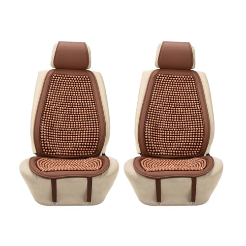 Blueshyhall Cooling Wooden Beaded Car Seat Cover Comfortable Massage Support Cushion for SUV Auto Office Home Seat Chair - Brown 2 Pcs - color: Brown