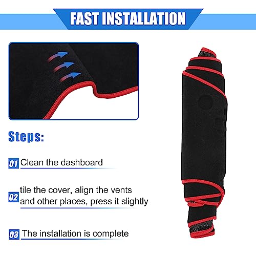 Car Dashboard Cover Compatible for Nissan Altima 13-18, Protective Polyester Red Center Console Interior Trim Dash Cover Mat Pad
