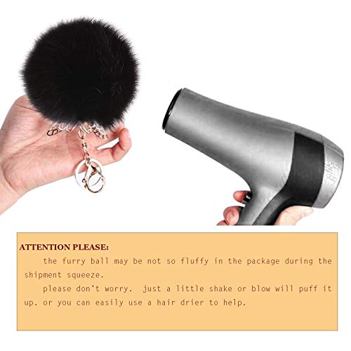 Cute Faux Rabbit Fur Ball Pom Pom Keychain Car Key Ring Handbag Tote Bag Pendant Purse Charm - color: Frost Navy