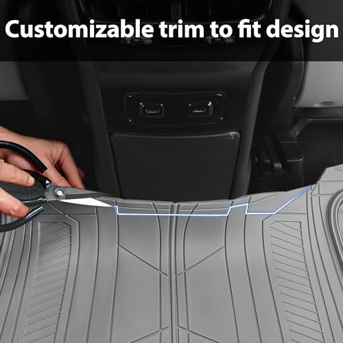 CAR PASS Heavy Duty Rubber Car Mats, Gray Deep Dish All-Weather Car Floor Mat Full Set Durable Anti-Slip 3D Rhombus Waterproof Trim Fit Liner Universal Fit Automotive,Sedan,SUV,Truck, 3 Pcs Light Gray - color: light gray