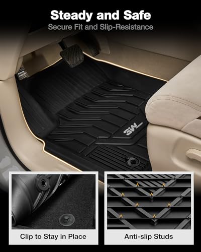 3W Floor Mats Fit for Nissan Armada 2017 2018 / Infiniti QX80 2014-2018 / Infiniti QX56 2011-2013, All Weather TPE Custom Fit Car Accessories 1st and 2nd Row Full Set Car Mats, Black - size: 2.Armada|17-18|Floor Mats
